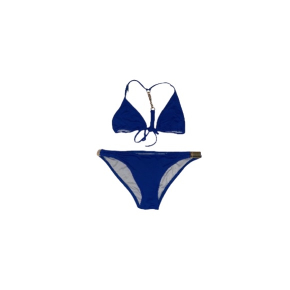 L*SPACE Blue Bikini Set with Gold Chain Straps - Women’s Size XS